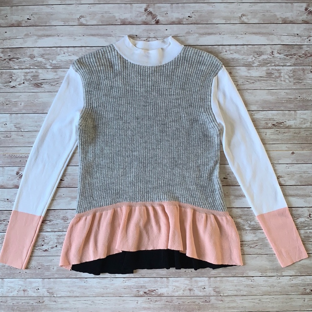 ASOS Colorblock Sweater Ruffled Bottom Size 6